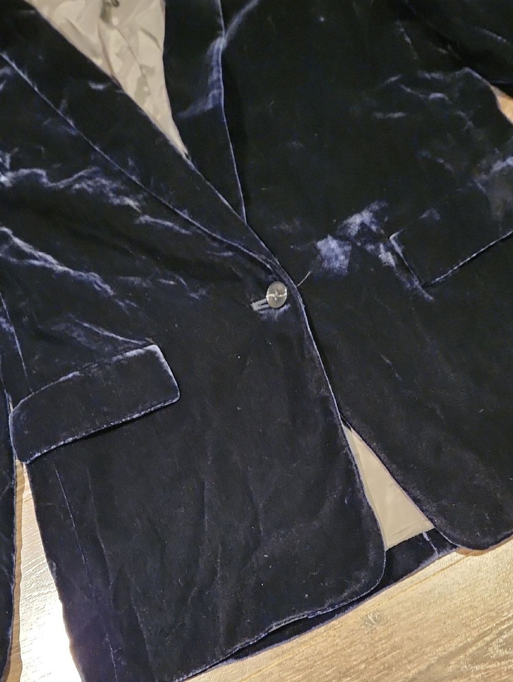 ❤️ BANANA REPUBLIC SLOUCHY VELVET ONE BUTTON BLAZER JACKET - MIDNIGHT BLUE, 2 - Picture 7 of 11